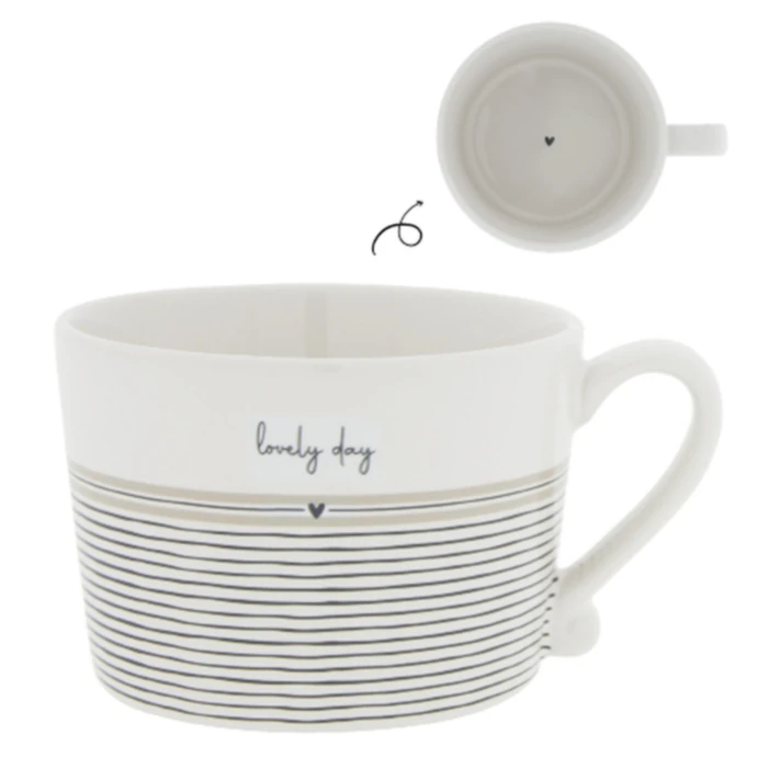 Bastion Collections / Porcelánový hrnček White/Stripes Lovely Day 300ml