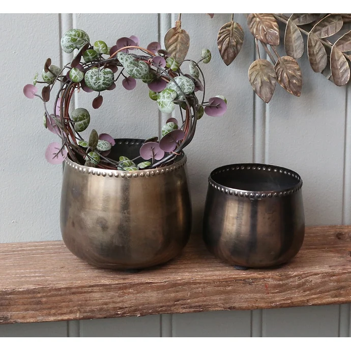 Chic Antique / Mosazný obal na květináč Pearl Edge