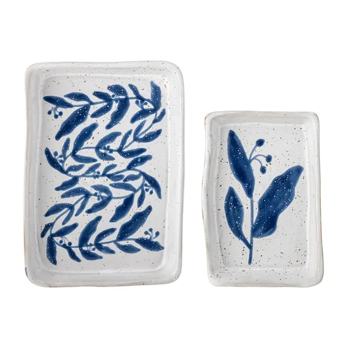 Bloomingville / Keramický tácek Aurora Blue – set 2 ks