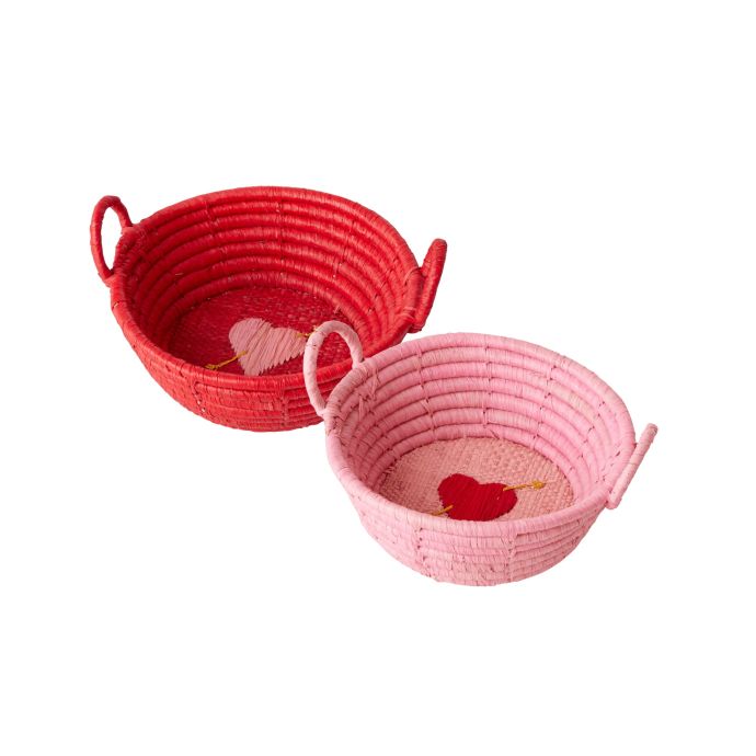 rice / Košík z rafie Round Heart 12 cm