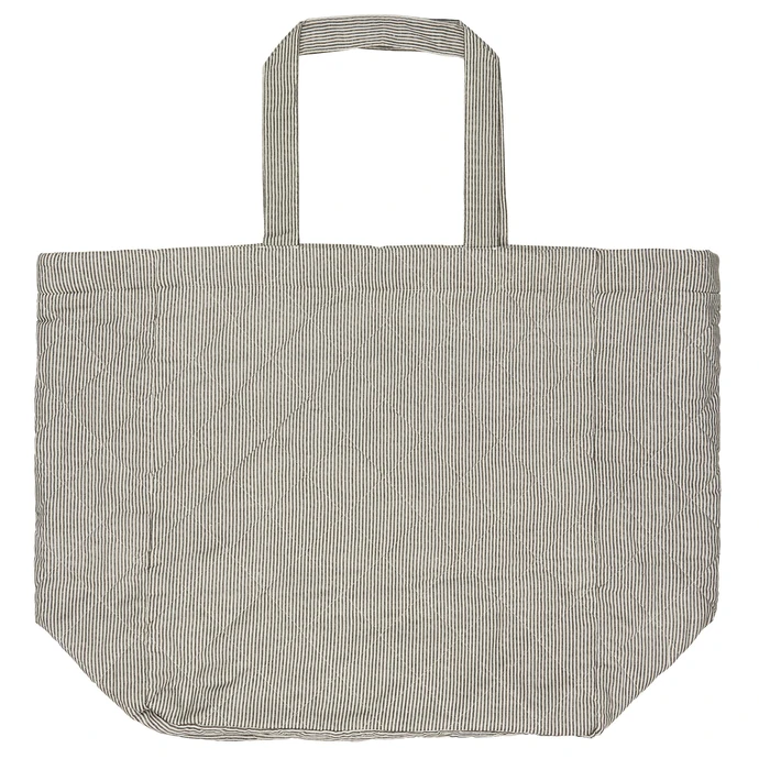 IB LAURSEN / Prošívaná bavlněná taška White/Dark Grey stripes