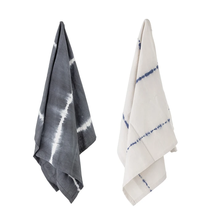 Bloomingville / Bavlněná utěrka Grey Tie Dye 70×45 cm - set 2 ks