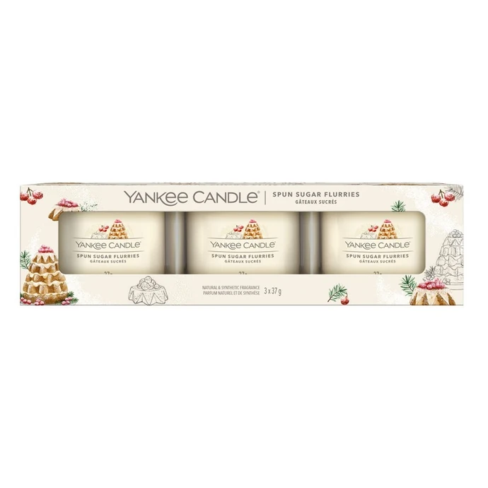 Yankee Candle / Votivní svíčka ve skle Yankee Candle 3 ks - Spun Sugar Flurries