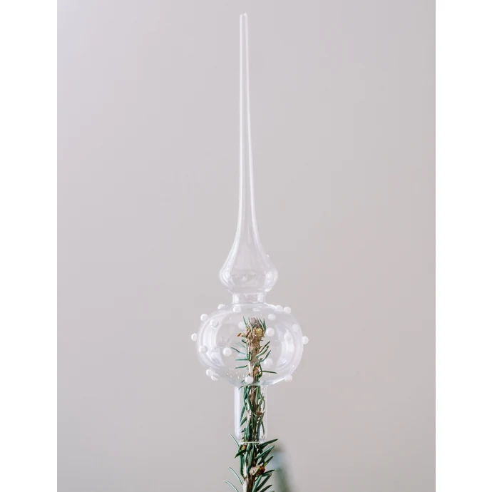 GLASSOR / Sklenená špica na vianočný stromček Pearls Clear