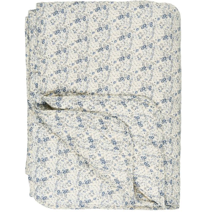 IB LAURSEN / Prešívaný pléd Beige Small Blue Flowers 130x180