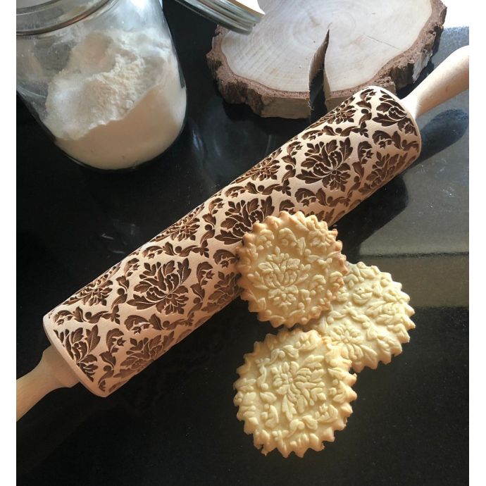 Goody Woody / Embosovaný váleček na těsto Damask 45 cm