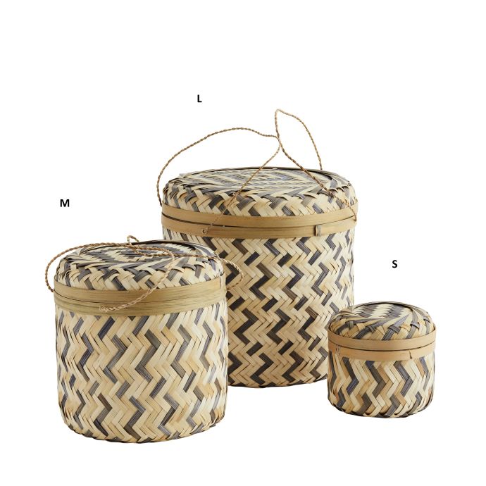 MADAM STOLTZ / Bambusový košík Bamboo Boxes Natural & Grey