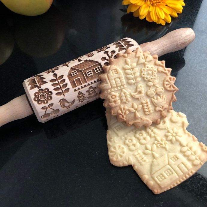 Goody Woody / Embosovaný váleček na těsto Scandinavian Cottage Mini