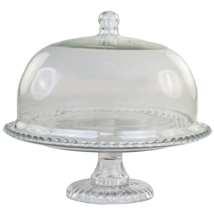 Chic Antique / Skleněný stojan na dort s poklopem 33 cm