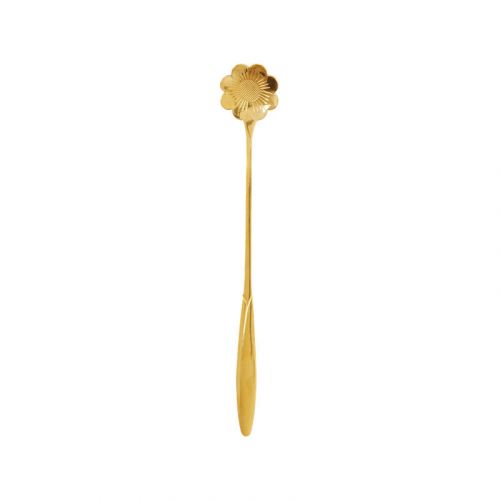 rice / Zlatá nerezová lyžička Flower Gold - set 2 ks