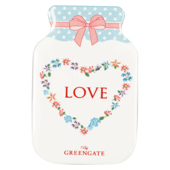 GREEN GATE / Keramický magnet Columbine Love White - Set 4 ks