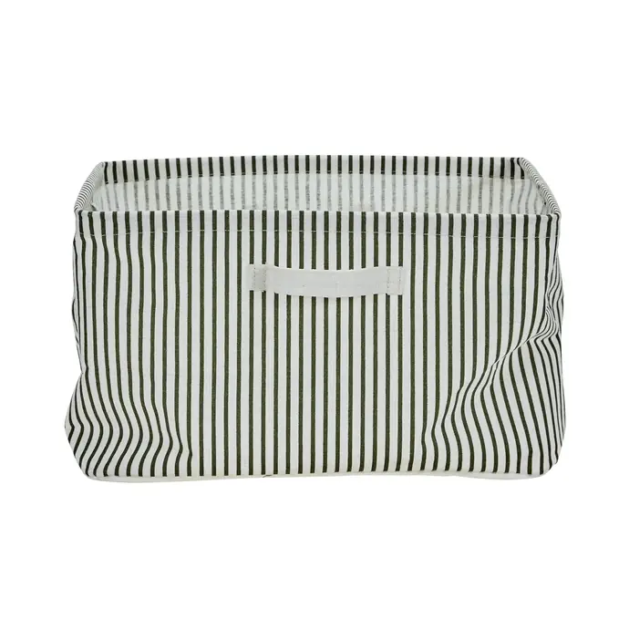 House Doctor / Úložný textilný kôš Thin Green Stripes