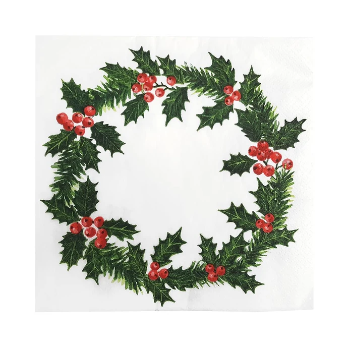 Talking Tables / Papírové ubrousky Holly Wreath - 20 ks