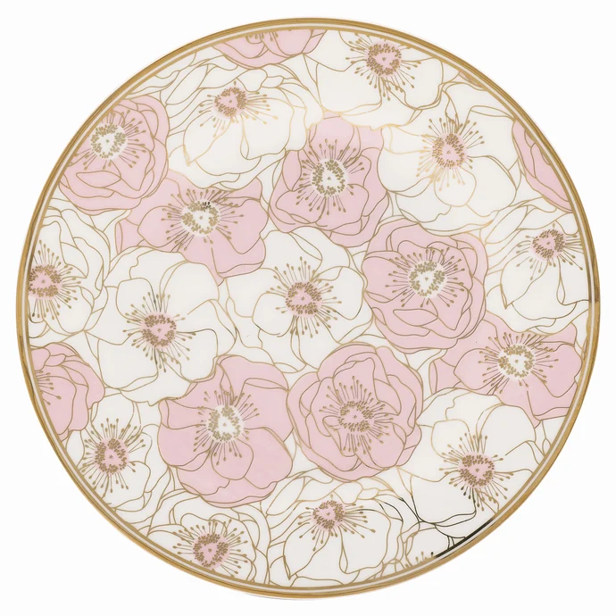 GREEN GATE / Dezertný tanier Flori pale pink 20,3 cm