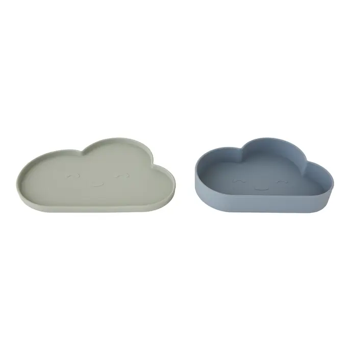 OYOY / Dětské silikonové nádobí Chloe Cloud Tourmaline/ Mint – set 2 ks