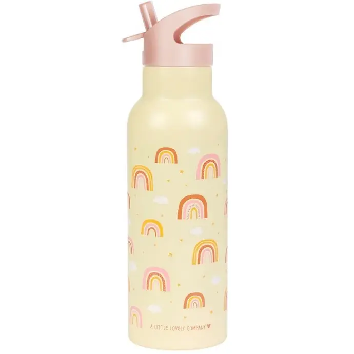 A Little Lovely Company / Nerezová lahev na pití s brčkem Rainbows 500 ml