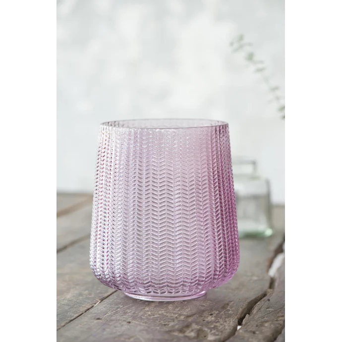 Ib Laursen / Skleněný svícen Hurricane light pink 13,5 cm