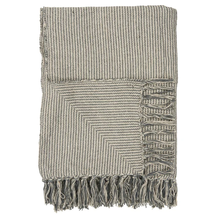 Ib Laursen / Bavlněný přehoz Small Dark Grey Stripes