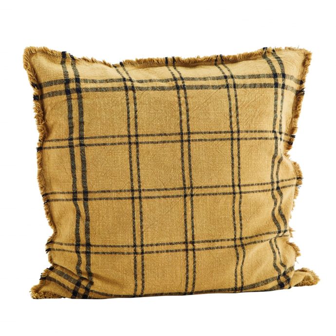 MADAM STOLTZ / Obliečka na vankúš Checked Indian Tan 50 x 50 cm