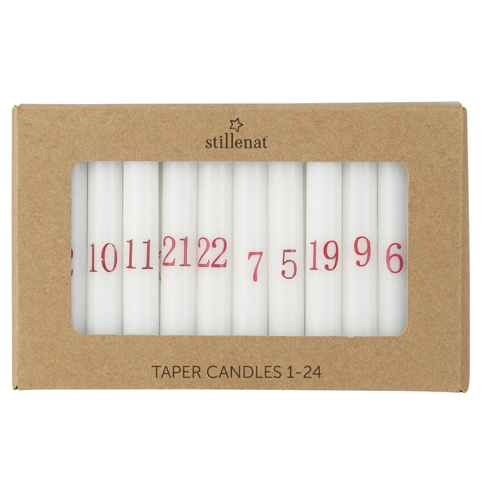 IB LAURSEN / Adventné sviečky 1-24 White/red