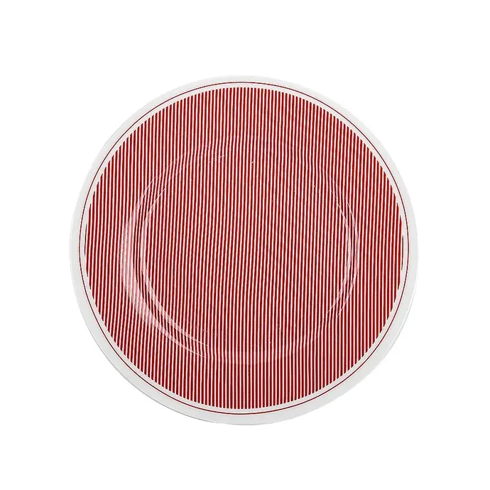 Krasilnikoff / Porcelánový dezertný tanier Pinstripe Red 20,5 cm