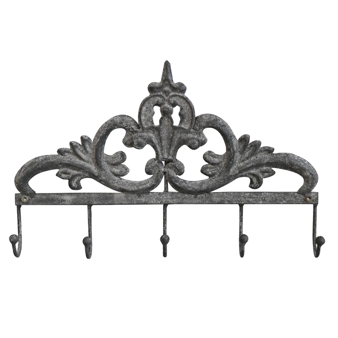 Chic Antique / Kovový věšák Decor Antique Zinc - 5 háčků