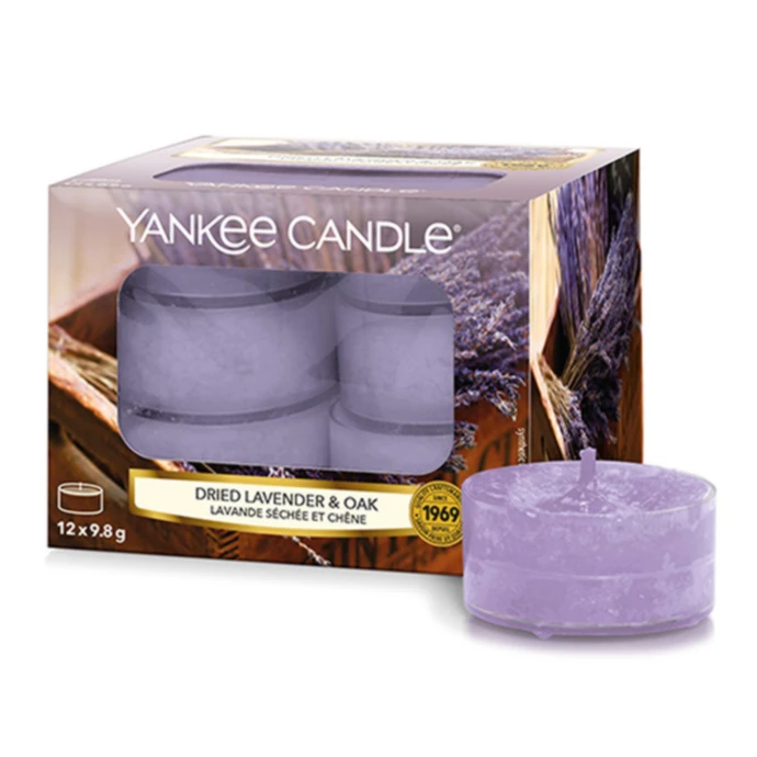 Yankee Candle / Čajové sviečky Yankee Candle 12ks - Dried Lavender/Oak