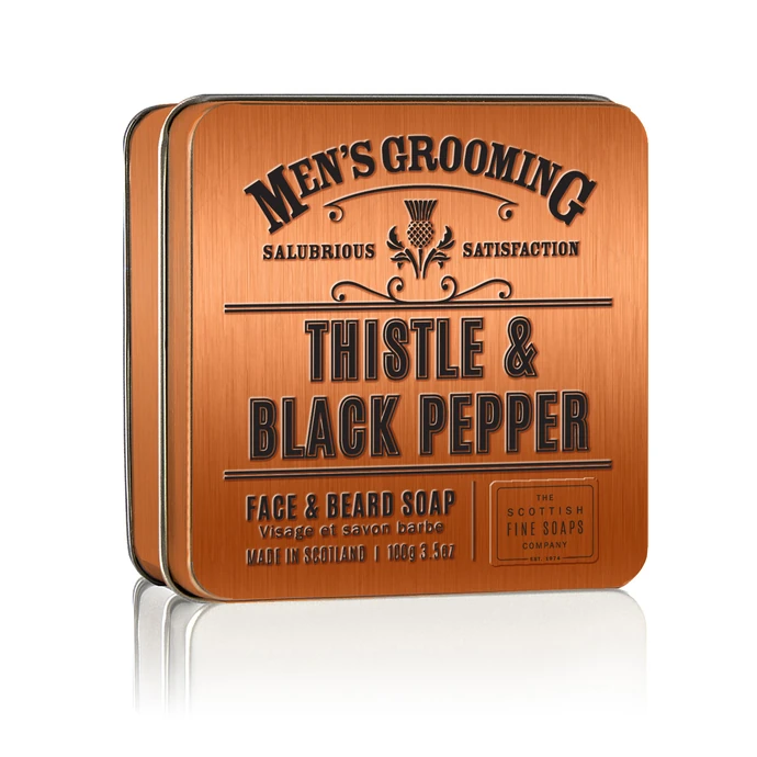 SCOTTISH FINE SOAPS / Mýdlo v plechové krabičce Thistle & Black pepper