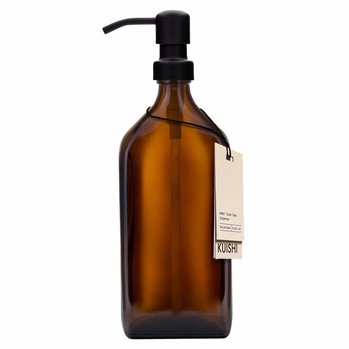KUISHI / Skleněný obdélníkový zásobník na mýdlo Amber 500 ml