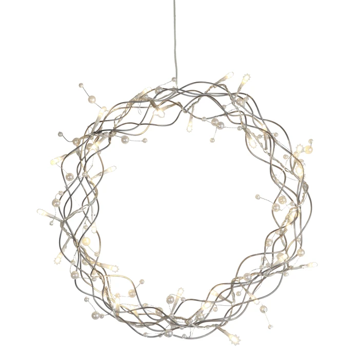 STAR TRADING / Závesný svietiaci LED veniec Pearl Wreath