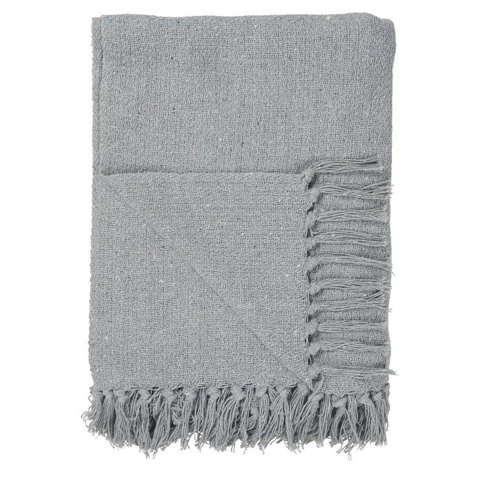 Ib Laursen / Bavlněný přehoz Light Grey & Blue