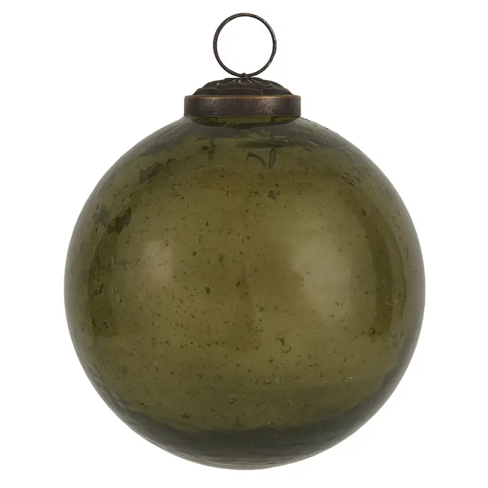 IB LAURSEN / Vánoční baňka Pebbled Glass Olive 9,5cm