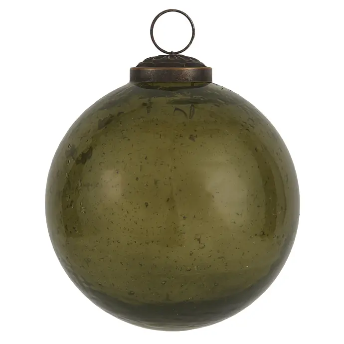 Ib Laursen / Vánoční baňka Pebbled Glass Olive 9,5cm