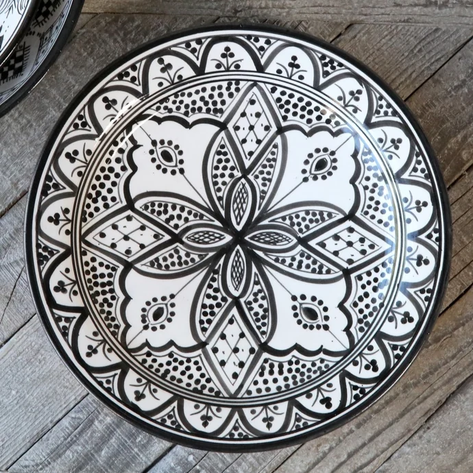 Chic Antique / Keramický marocký talíř Marrakech Black 35 cm