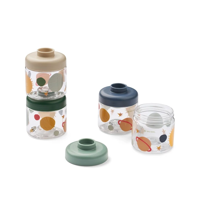 LIEWOOD / Úložné dózy na dětskou výživu Dominique Universe – 4 x 100 ml