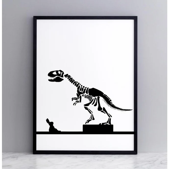HAM / Sítotisk s králíkem a dinosaurem Dinosaur Rabbit 30 × 40 cm