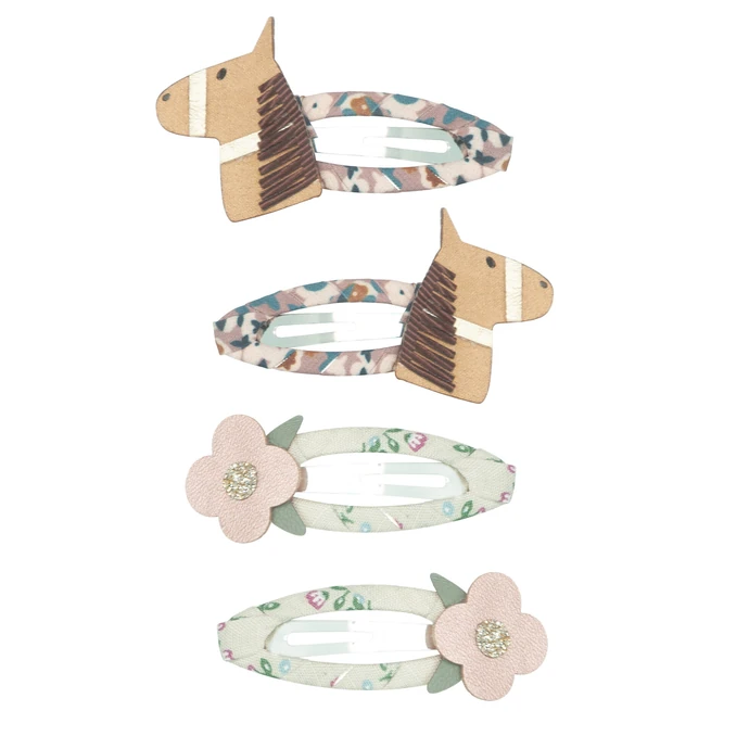 MIMI & LULA / Sponky do vlasů Horse / Flowers – set 4 ks