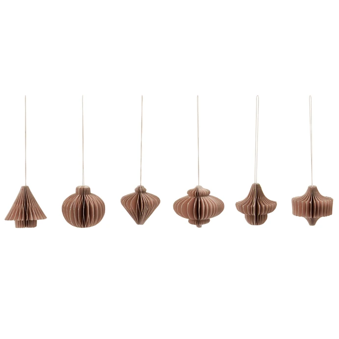 House Doctor / Papírová vánoční ozdoba Comb Dusty Rose – set 6 ks