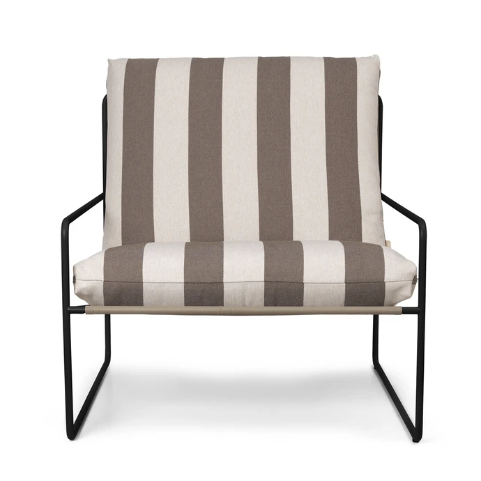Ferm Living / Venkovní křeslo Desert stripe – Black/Chocolate