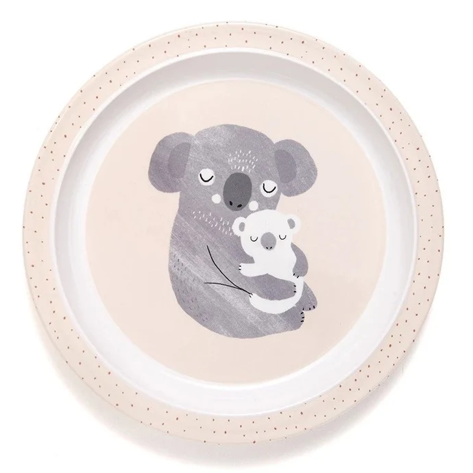 PETIT MONKEY / Dětský melaminový talíř s okraji Koala 21,5 cm