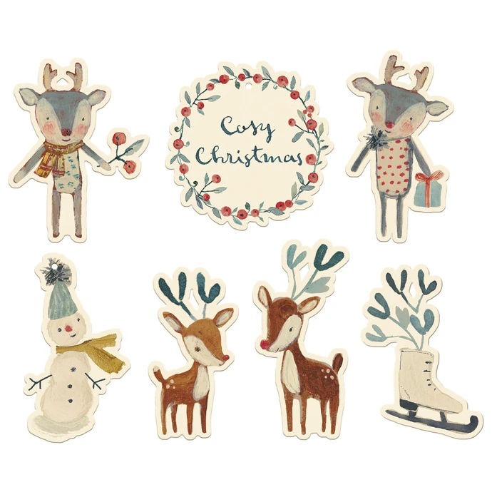 Maileg / Vianočné štítky na darčeky Cosy Christmas - 14 ks