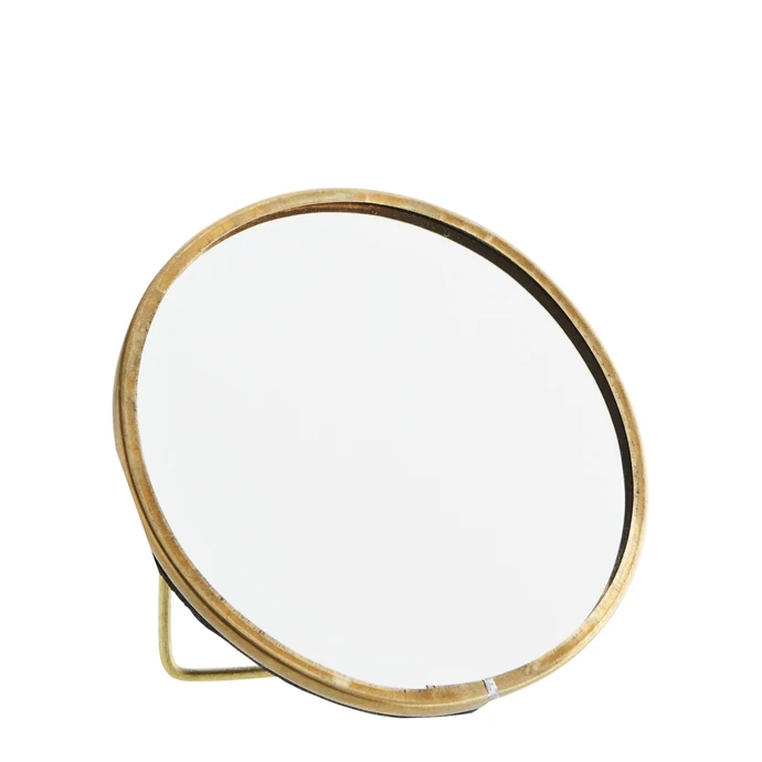 MADAM STOLTZ / Okrúhle stolné zrkadlo s opierkou Antique Brass - menšie