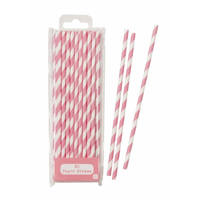 Talking Tables / Papírové slámky Pink Stripe - set 30 ks