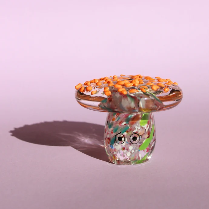 Studio Arhoj / Skleněná figurka Crystal Blob Orange Dot Shroom