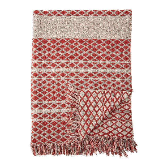 Bloomingville / Bavlněný přehoz Recycled Cotton Red 160x130
