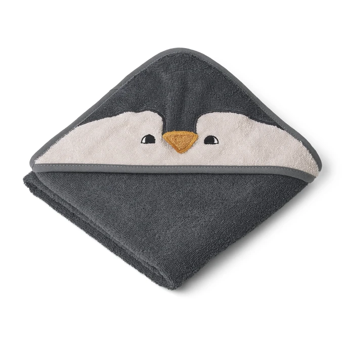 LIEWOOD / Detská osuška s kapucňou Albert Penguin Stone Grey