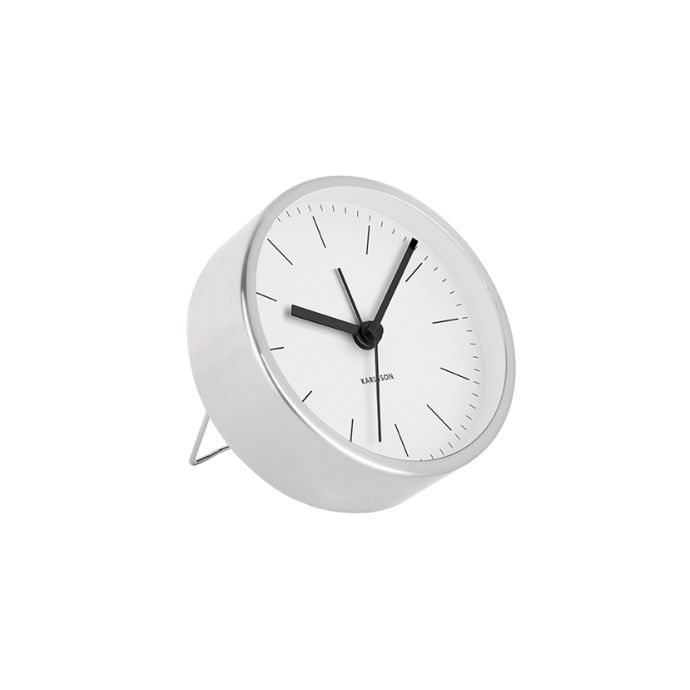 Karlsson / Dizajnový budík Minimal Steel White