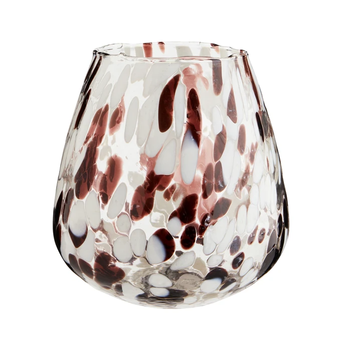 MADAM STOLTZ / Skleněná váza z brokového skla Brown/White/Clear 17 cm