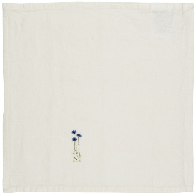 IB LAURSEN / Vyšívaný obrúsok Cream Blue Cornflowers