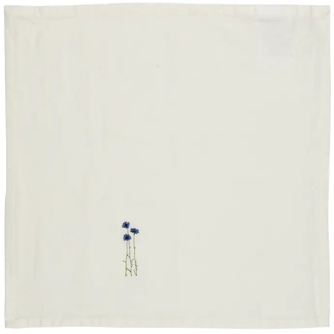 Ib Laursen / Vyšívaný ubrousek Cream Blue Cornflowers